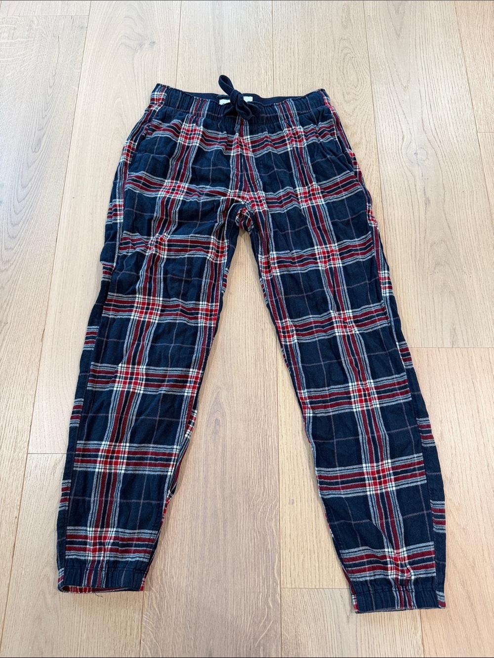 Abercrombie & Fitch Men's Navy and Red Plaid Cotton Lounge Pants Size XS